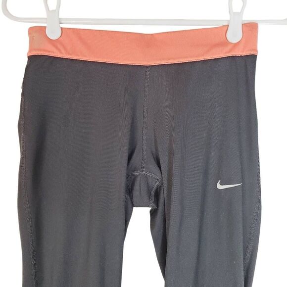 Nike Dri-Fit Run Fast Live Fearless Drawstring Active Capri Leggings Black Small - Picture 2 of 15